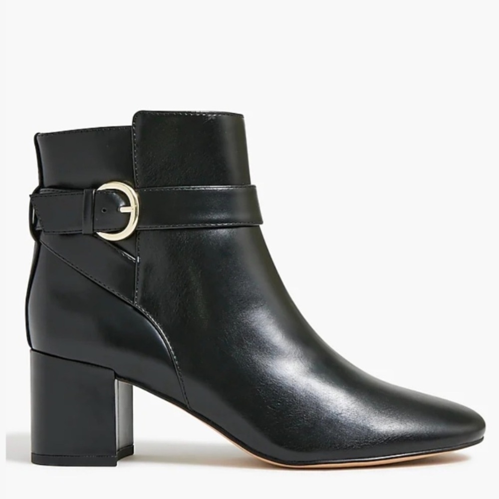 J. Crew Heeled Black Buckle Boots Size 8.5 Medium New in Box!